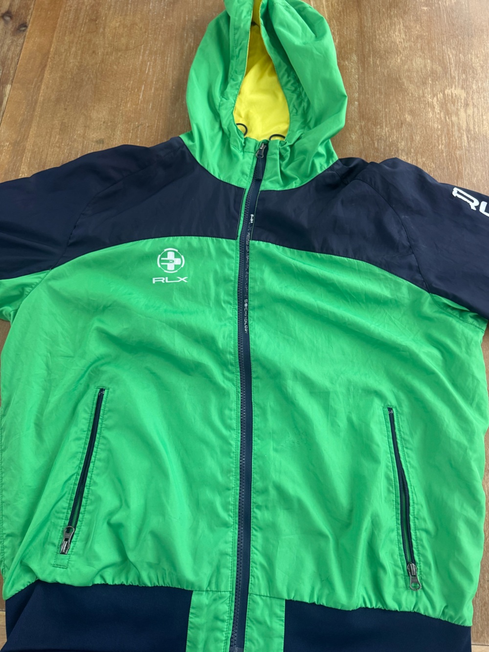 Ralph Lauren Green & Navy Hooded Rain Jacket RLX